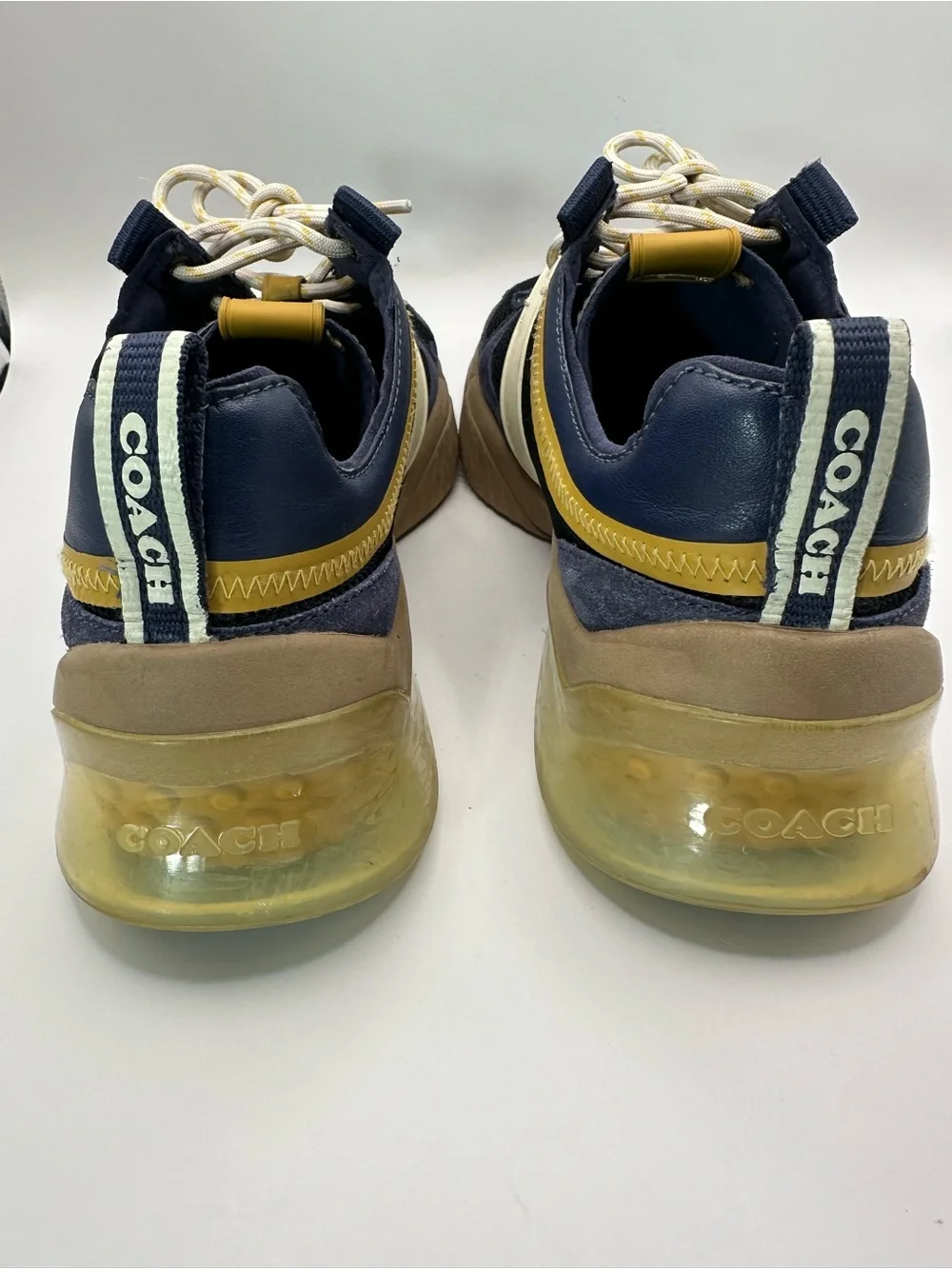 Coach  Navy, Tan & Cream Lace-Up Sneakers